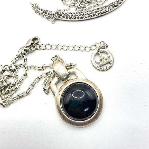 Necklace Bundle of Six Silver Tone Black + Bracelet - Picture 10 of 12